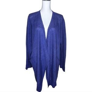 Eileen Fisher Straight Cardigan Fine Gauge Linen‎ Sapphire Blue 2X